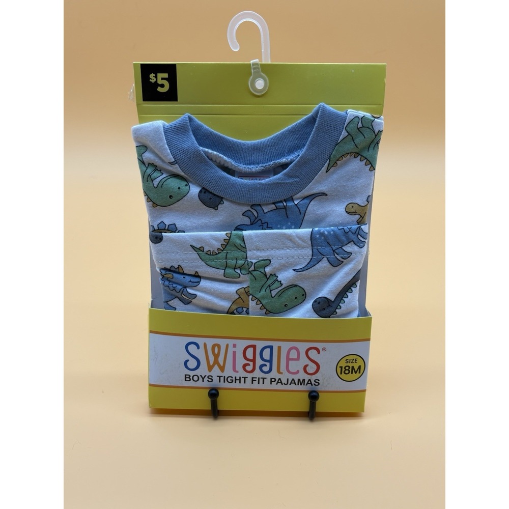 613-Swiggles Toddler Boys 2 Piece Tight Fit Pajama Set Dinosaurs Size 18 Months